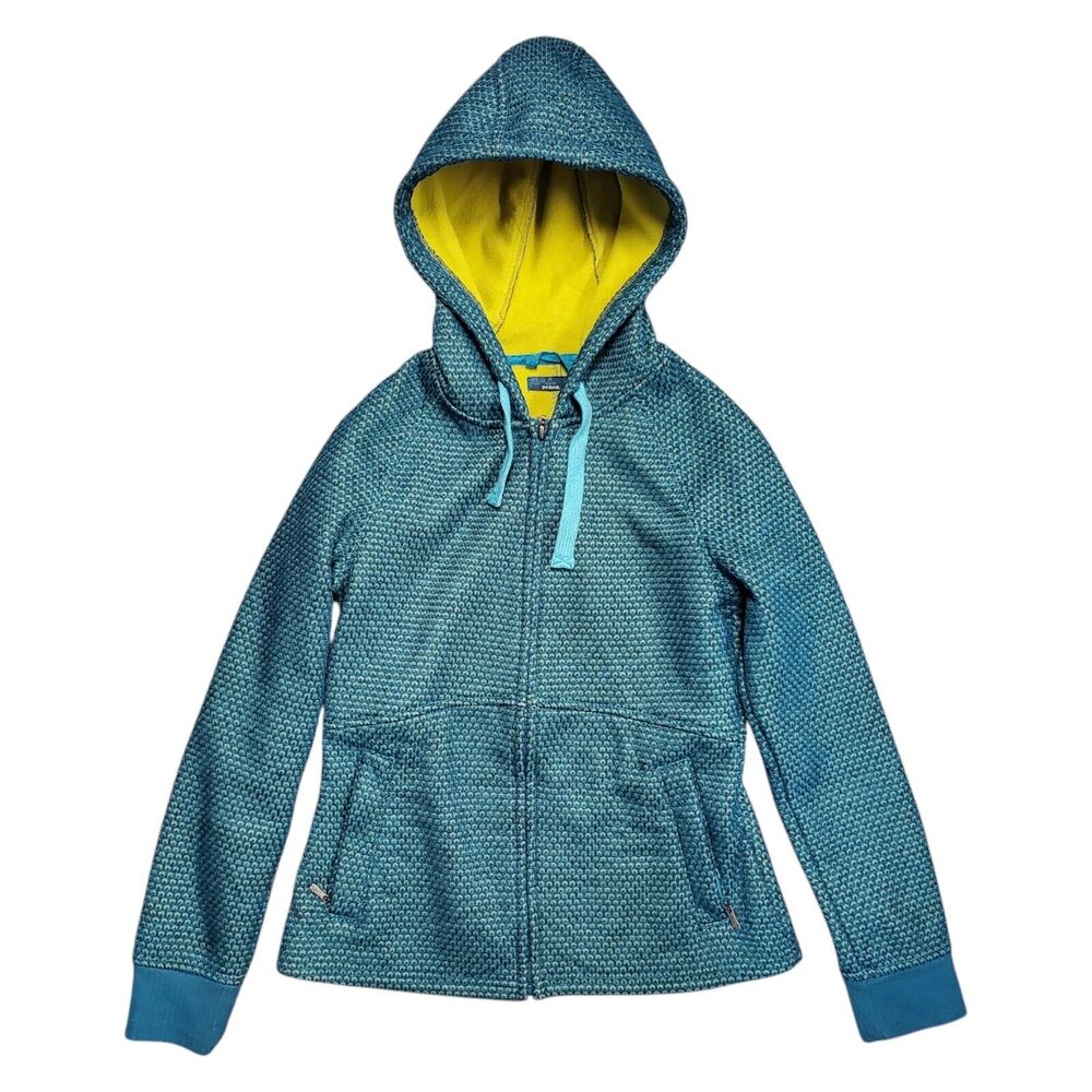 PRANA Sweater Womens XS Green Full Zip Pockets Casual Hoodie Drawstring Outdoor